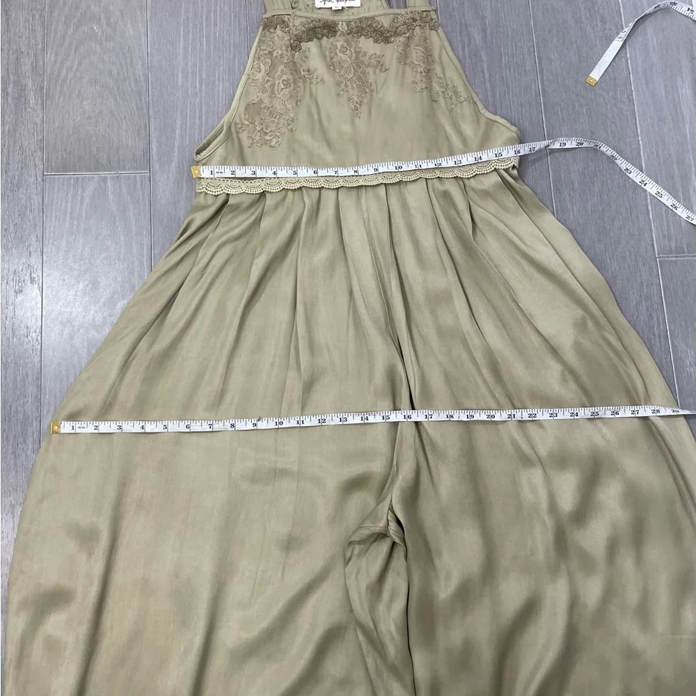 Free People x Brenda Knight Lace Pleated Decorated Wide Leg Overalls Jumpsuit M - Picture 13 of 16
